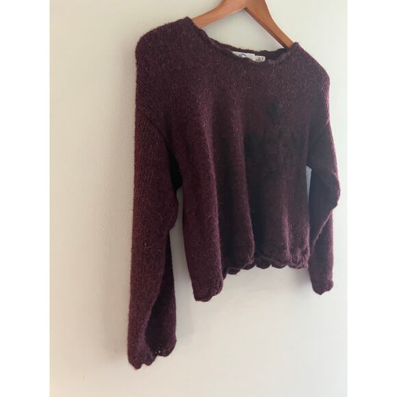 The Sweater Venture 100% Baby Alpaca Crop Sweater Scalloped Hem Size Small JL - Picture 3 of 7